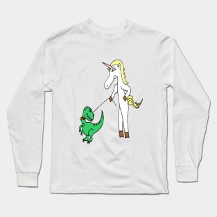 Unicorn Walks Baby T-Rex Dinosaur Long Sleeve T-Shirt